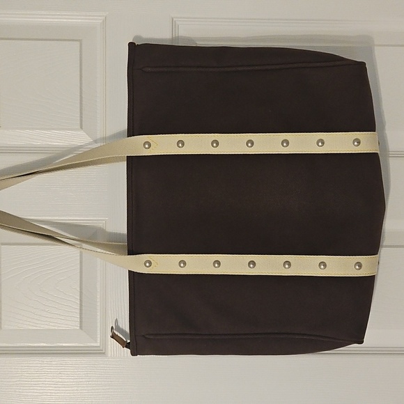 Authentic Louis Vuitton Brown Tote Bag with Cream Straps - Picture 6 of 8